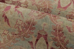 Antique Distressed Kerman Rug, Floral Lattice in Red & Beige Tones - Rug & Kilim