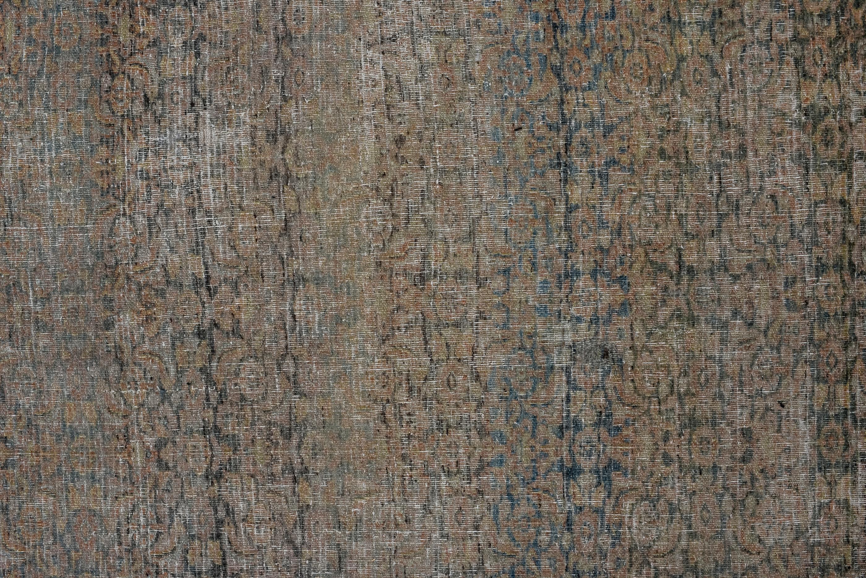 Hand-Knotted Antique Distressed Khorassan Rug with Allover Herati Design 