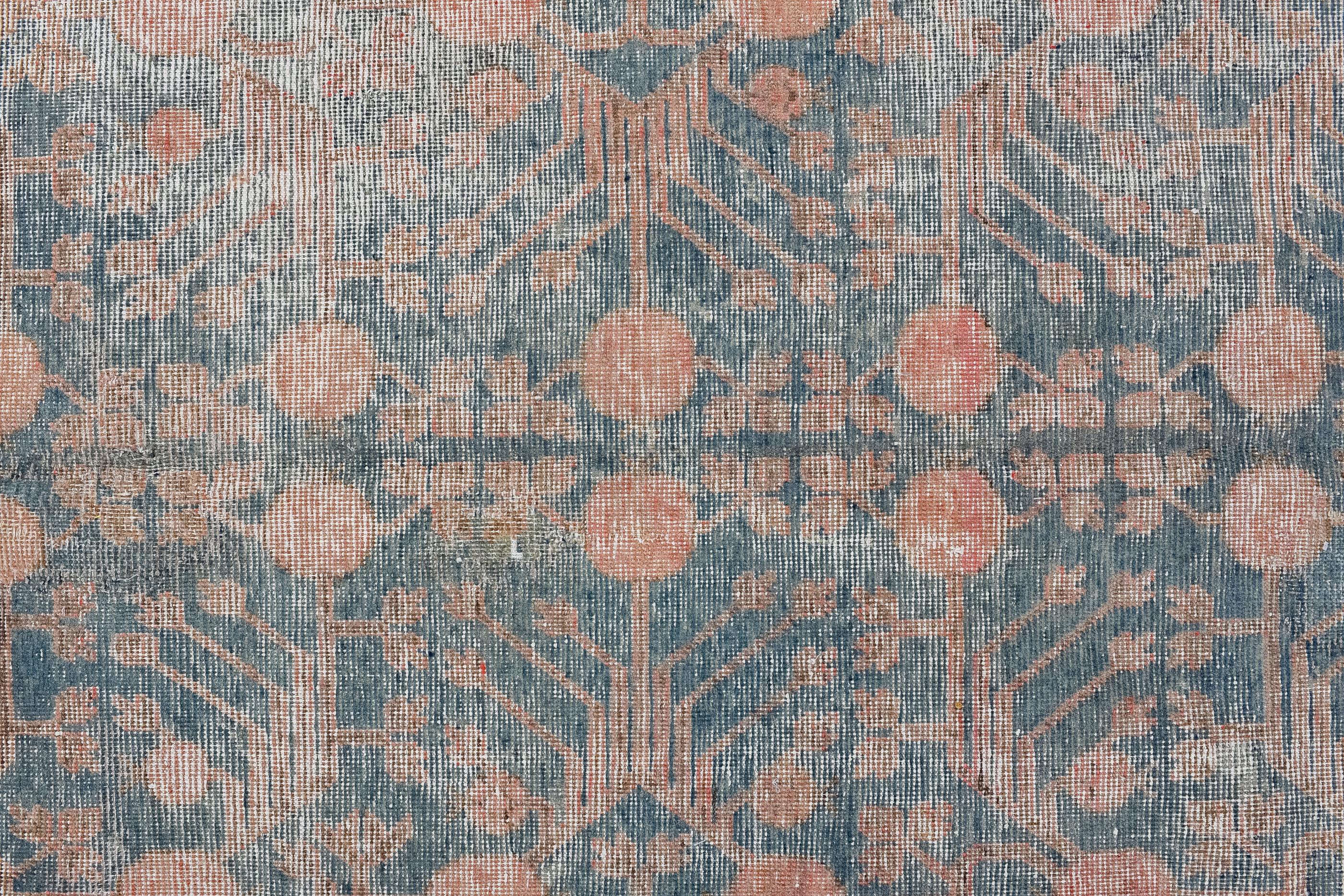 Hand-Knotted Antique Distressed Khotan Rug with Pomegranate Trees  For Sale