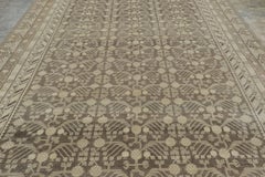 Antique Distressed Khotan Runner Pomegranates & Vinery in Green - Rug & Kilim