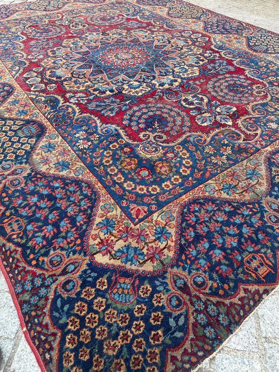 Bobyrug’s Antique Distressed Kirman Rug For Sale 9