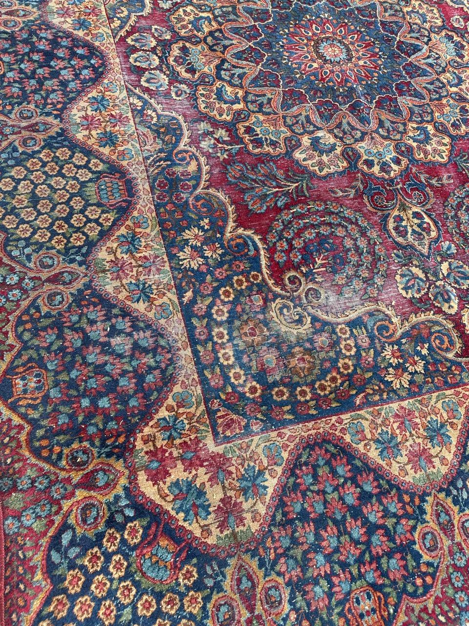 Asian Bobyrug’s Antique Distressed Kirman Rug For Sale