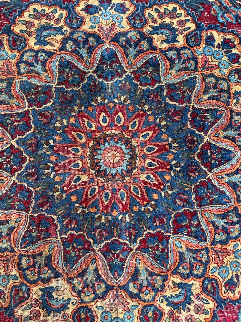 Bobyrug’s Antique Distressed Kirman Rug For Sale 1