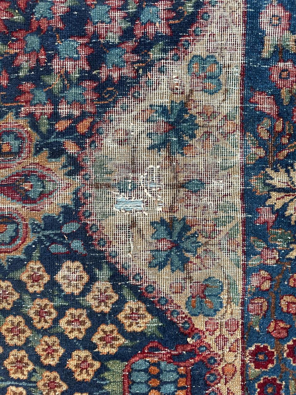 Bobyrug’s Antique Distressed Kirman Rug For Sale 2