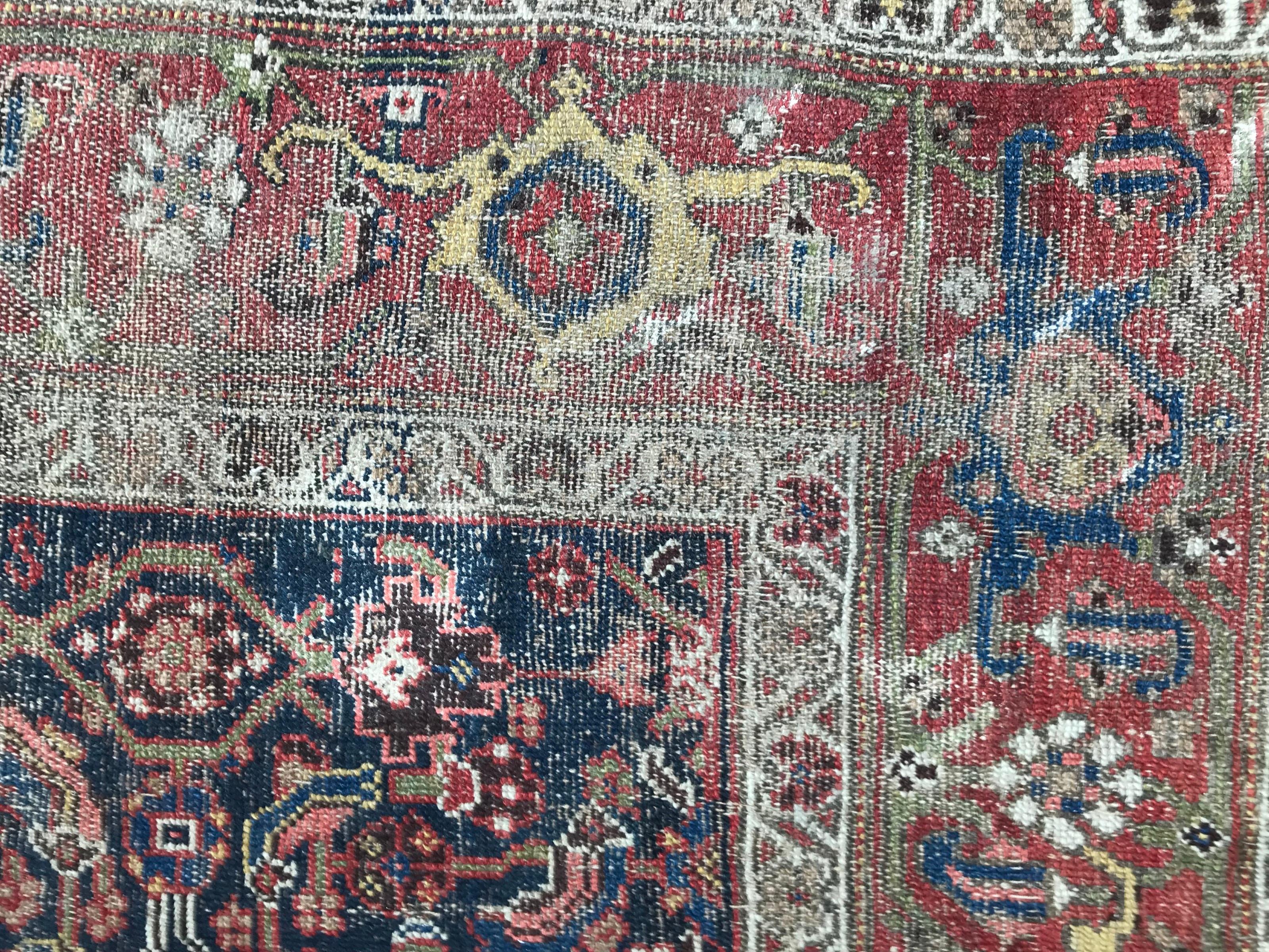 Central Asian Antique Distressed Kurdish Rug