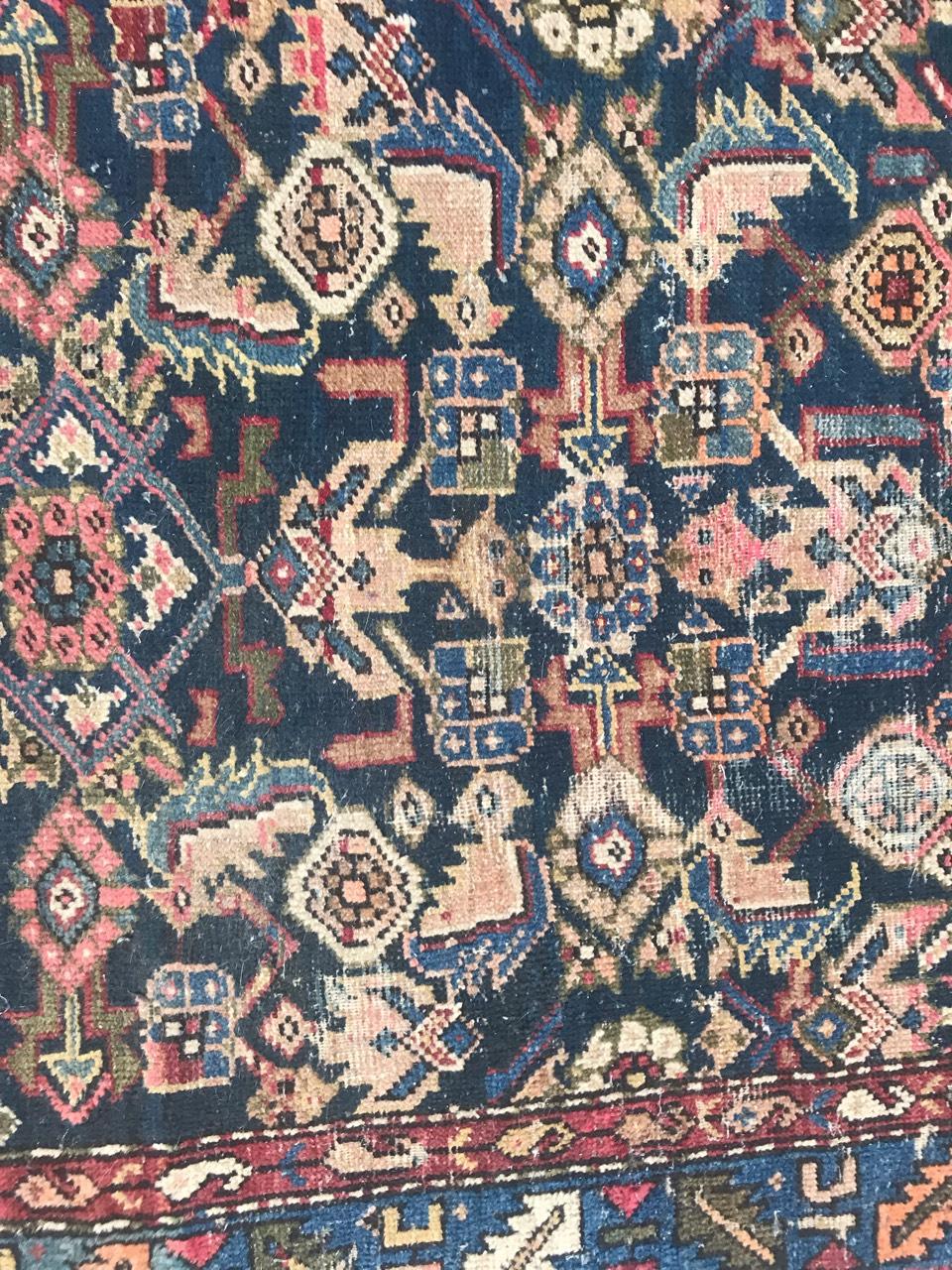 Asian Antique Distressed Kurdish Runner