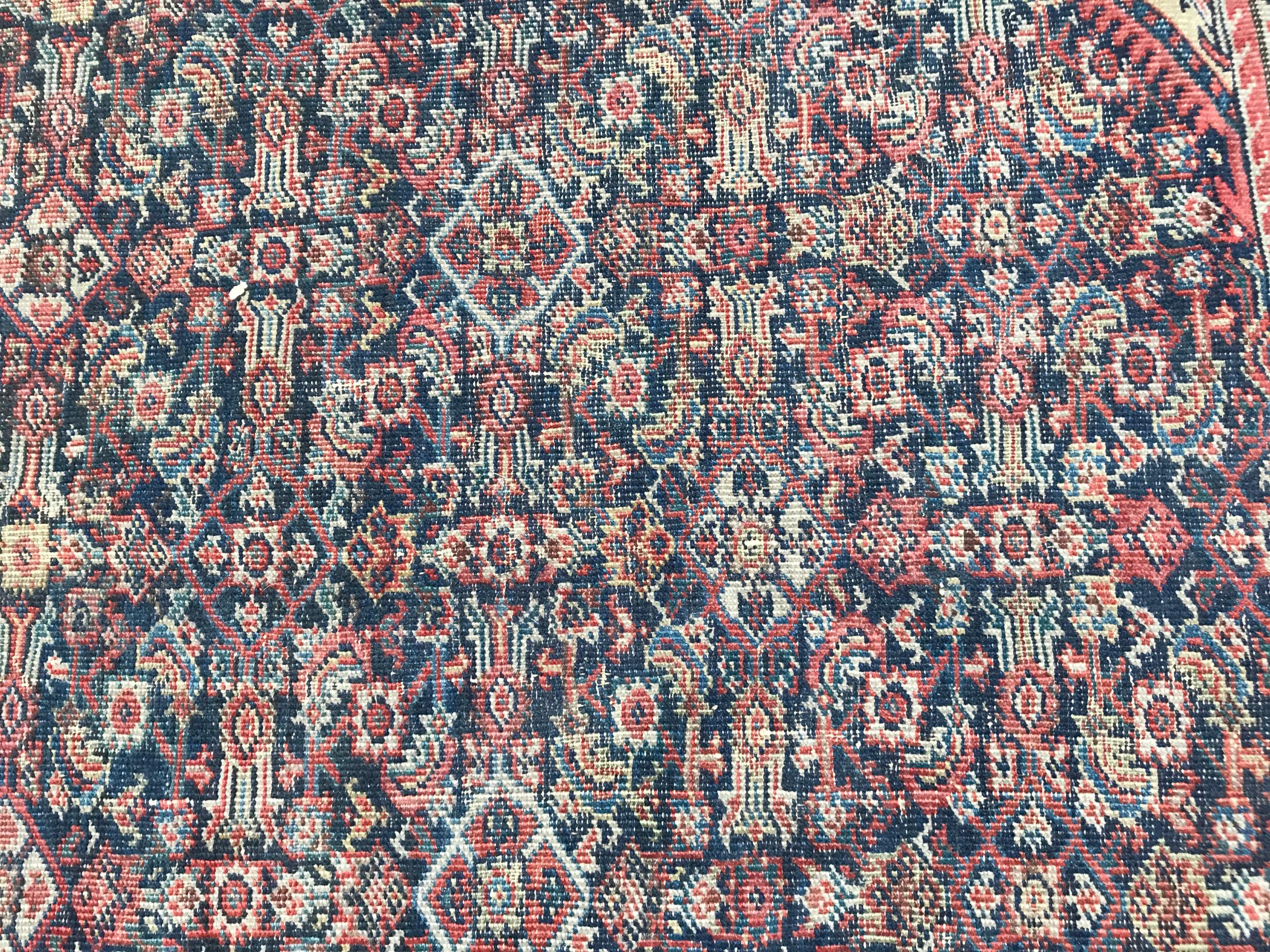 Antique Distressed Large Runner Mahal Hand Knotted Rug For Sale 4