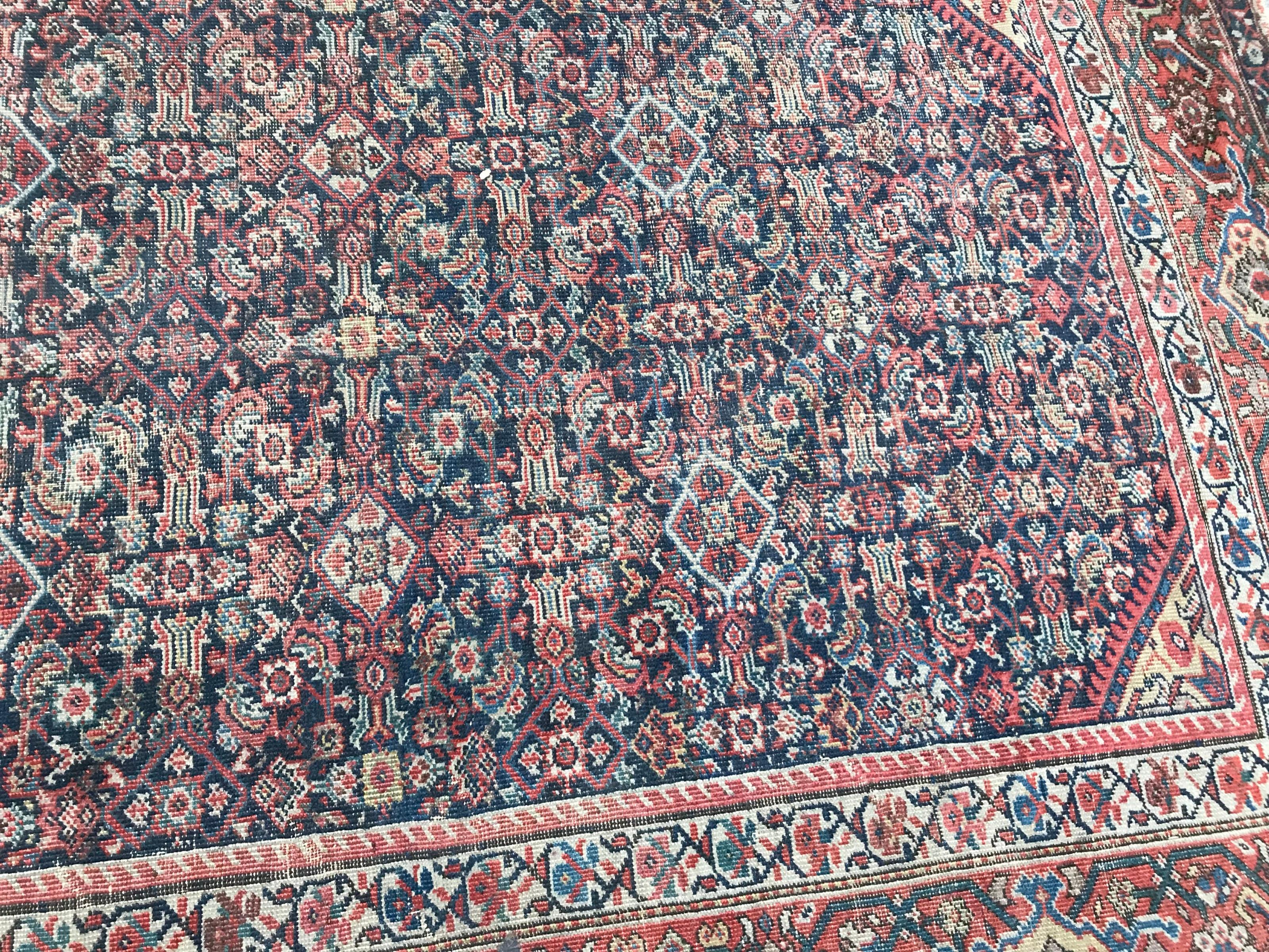 Antique Distressed Large Runner Mahal Hand Knotted Rug For Sale 11