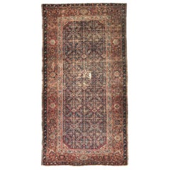 Used Distressed Large Runner Mahal Hand Knotted Rug