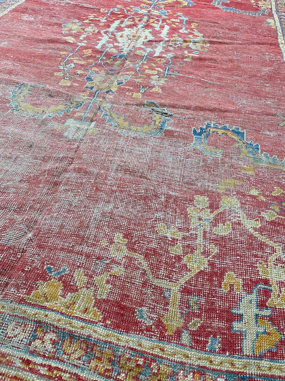 Antique Distressed Long Turkish Smyrne Rug 3