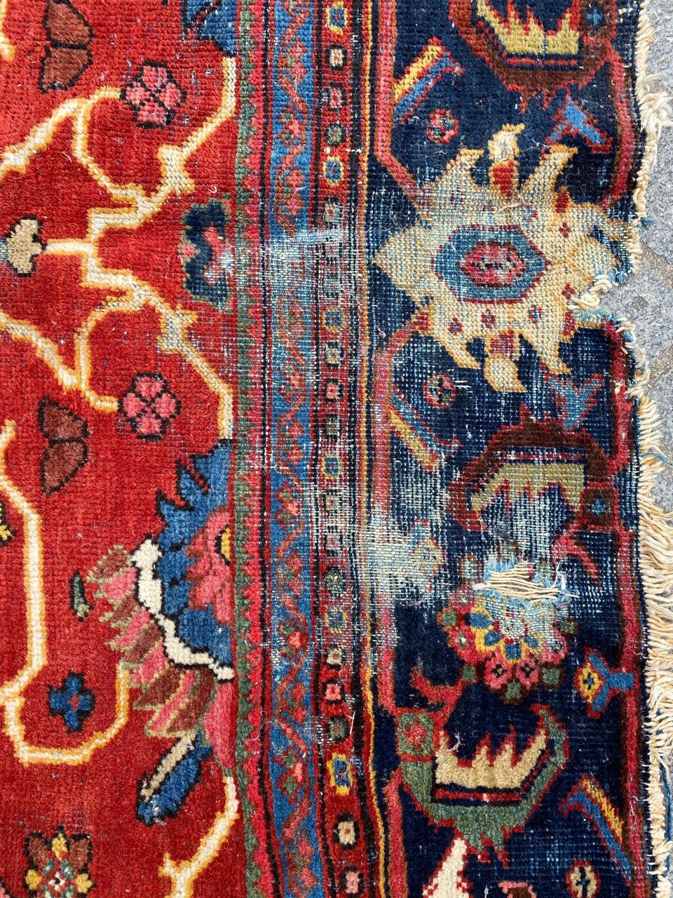 Sultanabad Antique Distressed Mahal Rug For Sale
