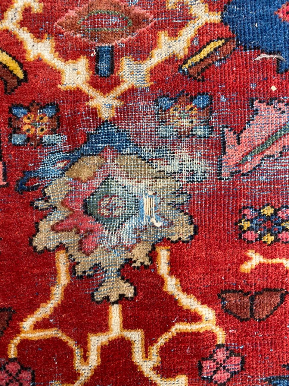 Hand-Knotted Antique Distressed Mahal Rug For Sale