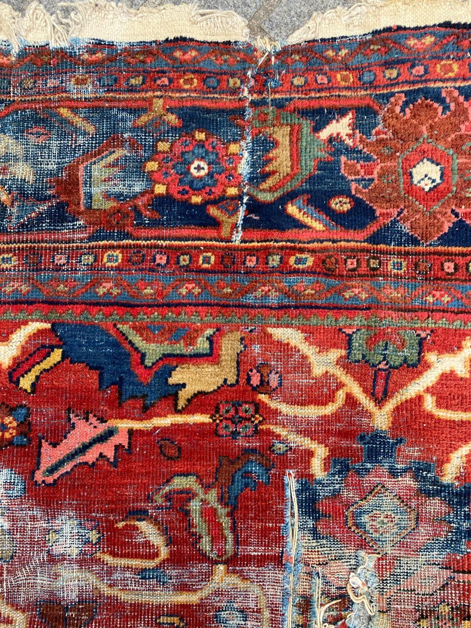 Wool Antique Distressed Mahal Rug For Sale