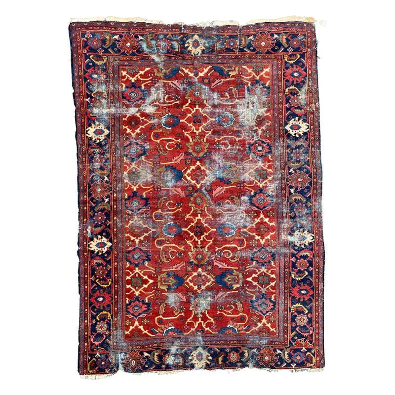 Rustic Antique Faded Persian Mahal Rug, Weathered Beauty Meets Timeless ...
