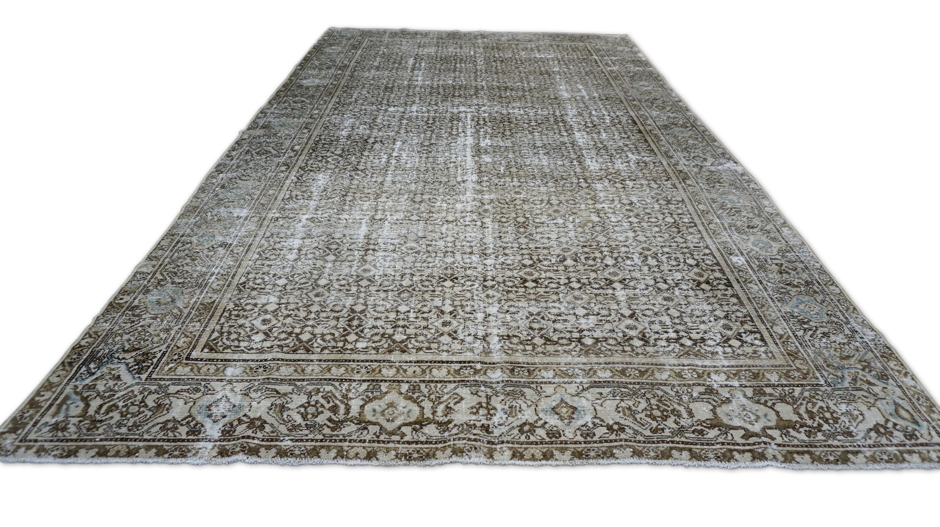 Antike Malayer im Used-Look  Wollteppich 6'5''x11' (Moderne) im Angebot