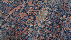 Antique Distressed Navy and Red Mahal Wool Rug 9'8''x17'1''