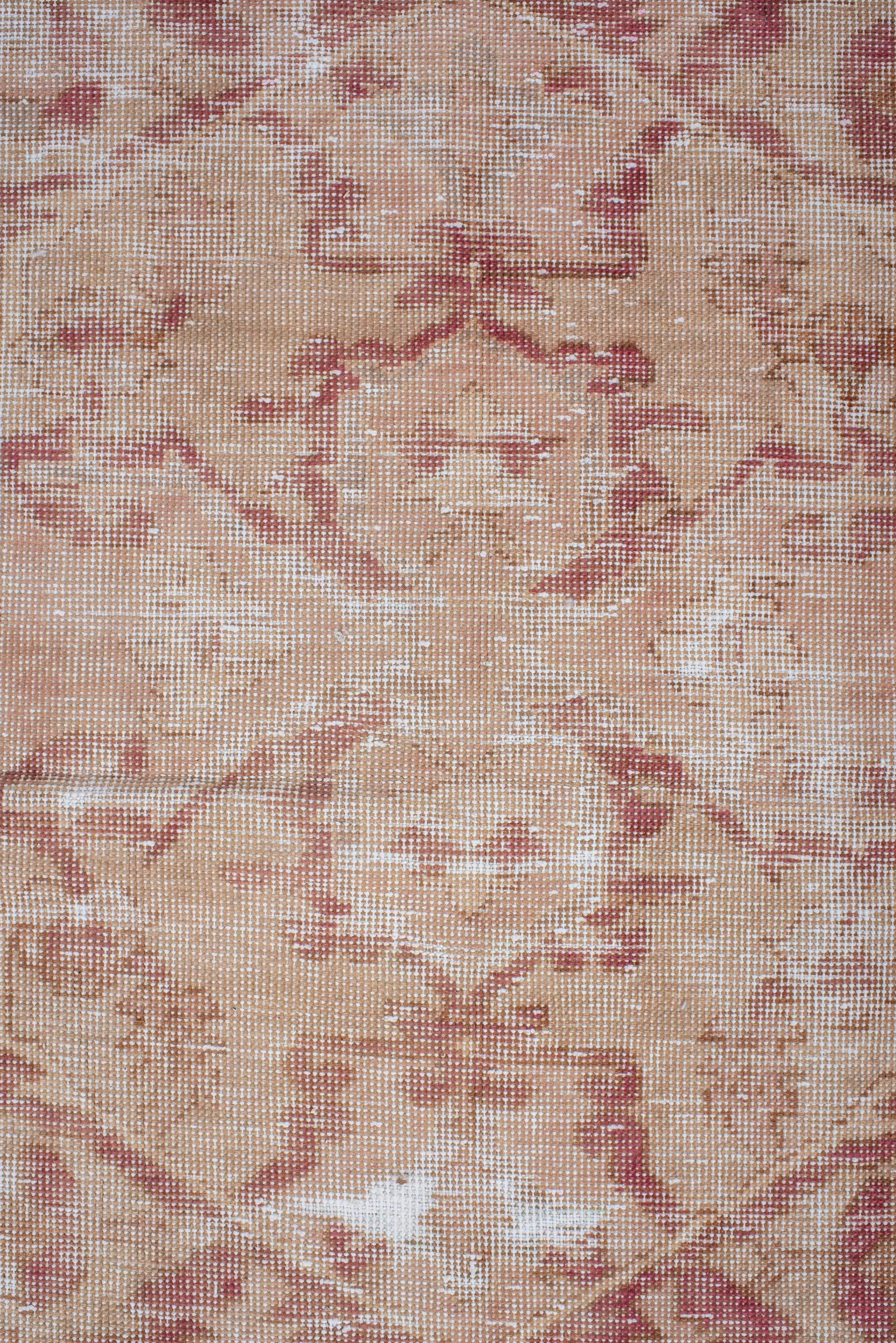 Turkish Antique Distressed Oushak with Rose Field, Circa 1900's For Sale