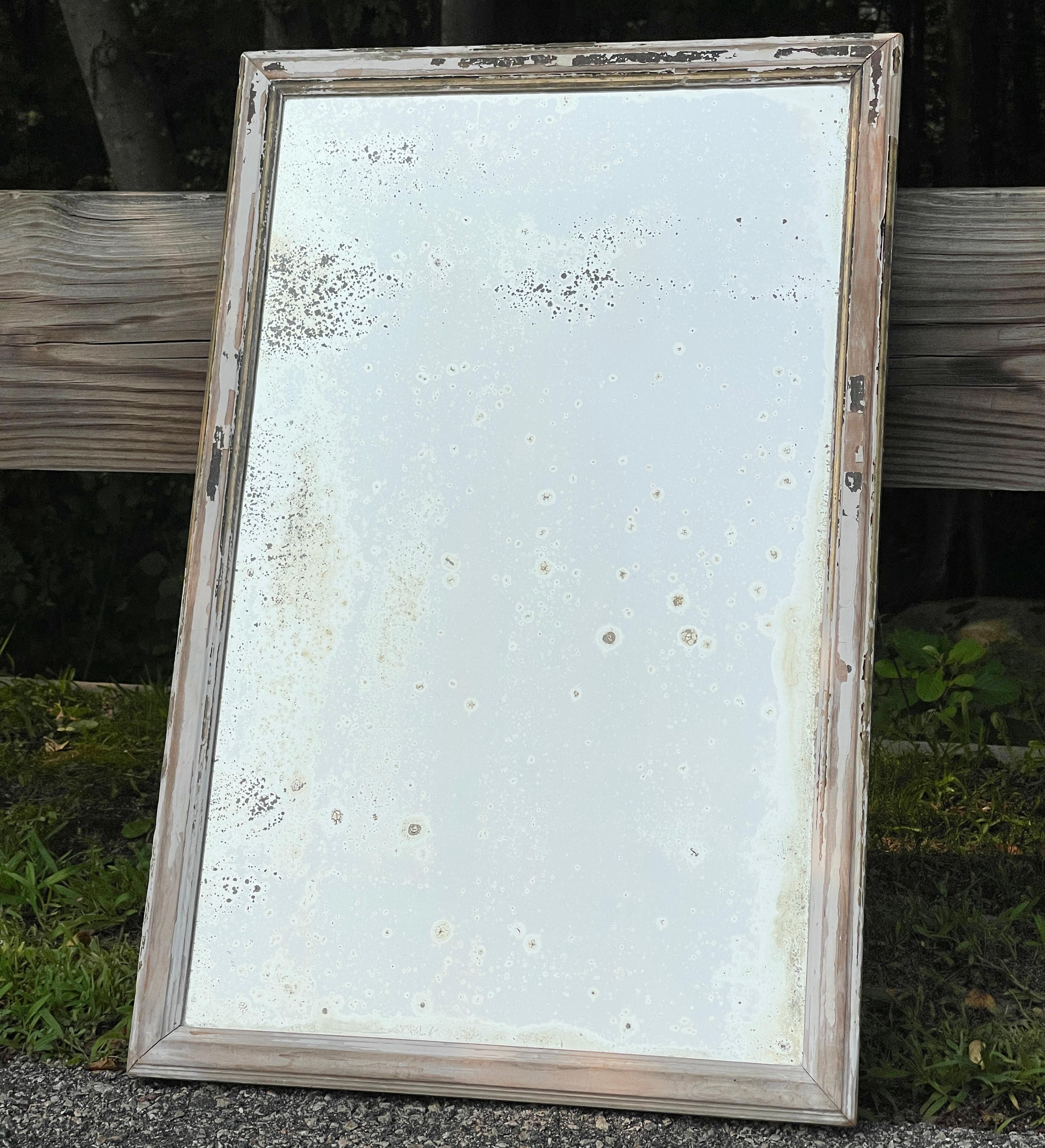 Antique Distressed Painted Wall Mirror 7
