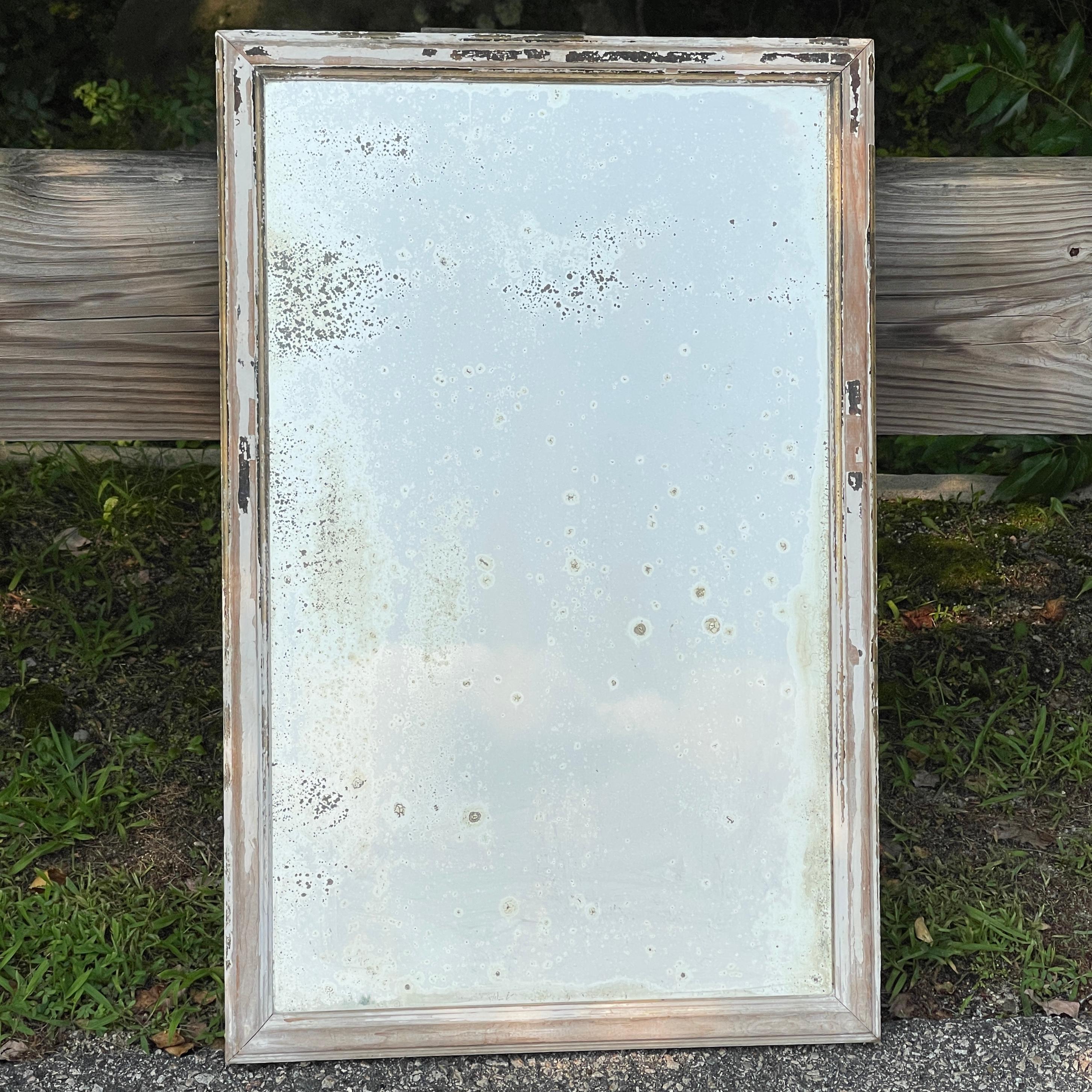 American Antique Distressed Painted Wall Mirror