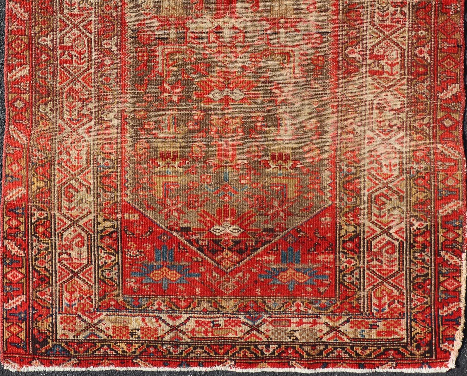 Antique Distressed Persian Malayer Rug by Keivan Woven Arts With Medallion   For Sale 4