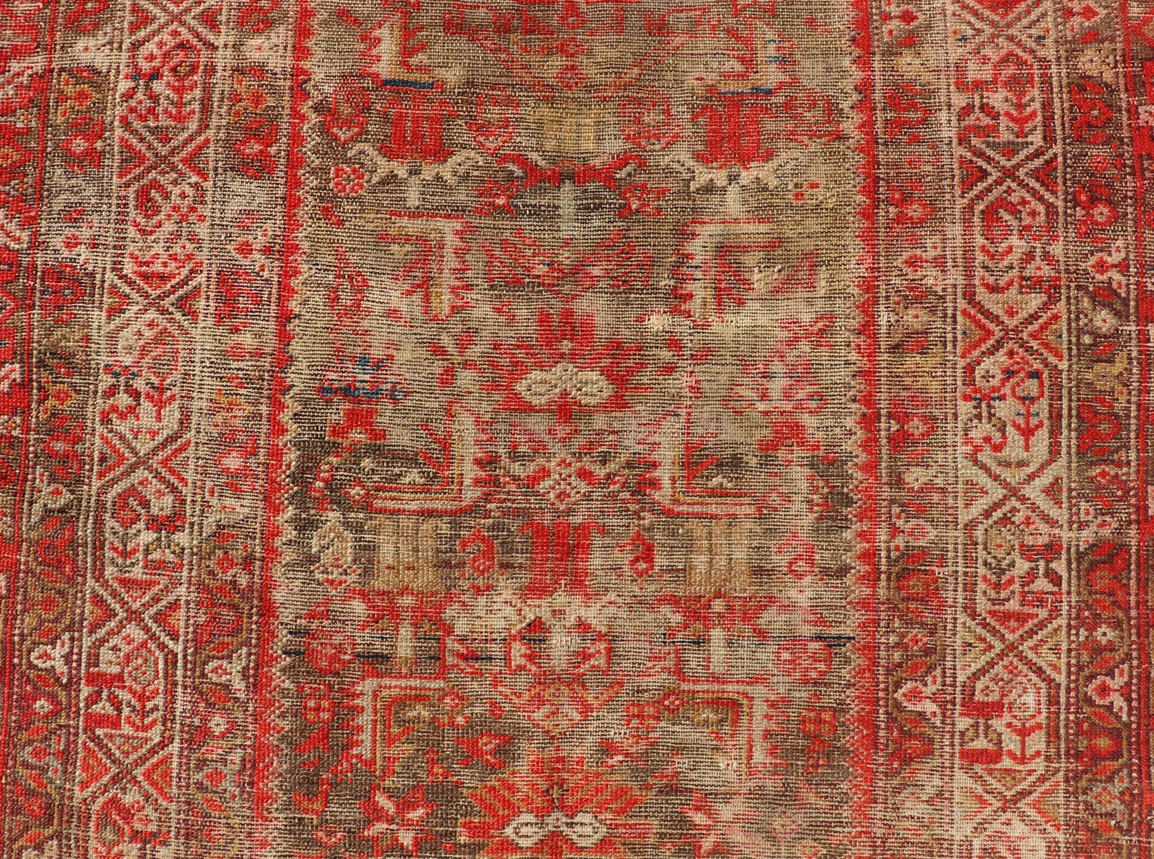 20th Century Antique Distressed Persian Malayer Rug by Keivan Woven Arts With Medallion   For Sale