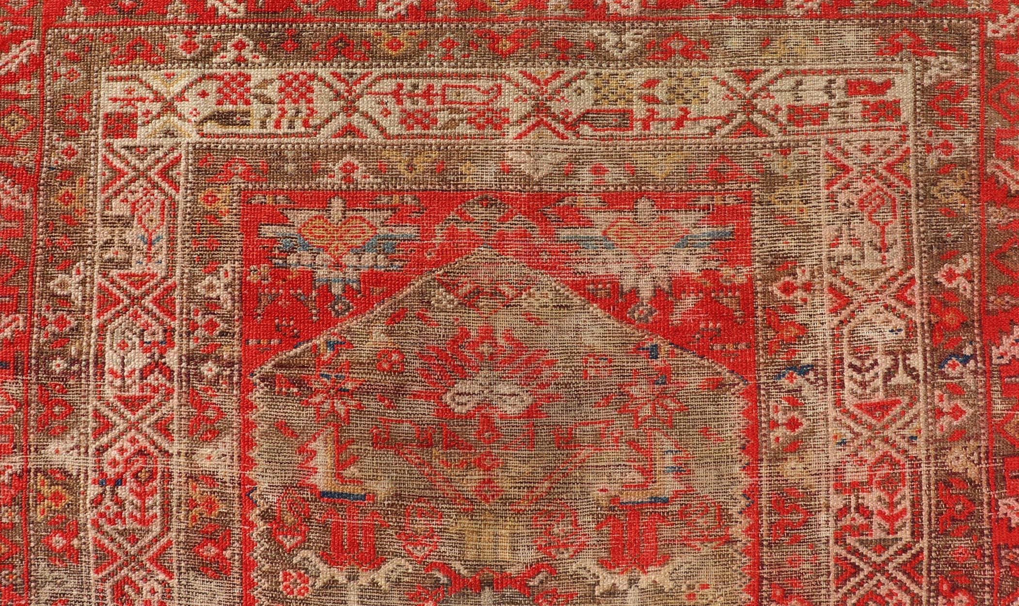 Wool Antique Distressed Persian Malayer Rug by Keivan Woven Arts With Medallion   For Sale