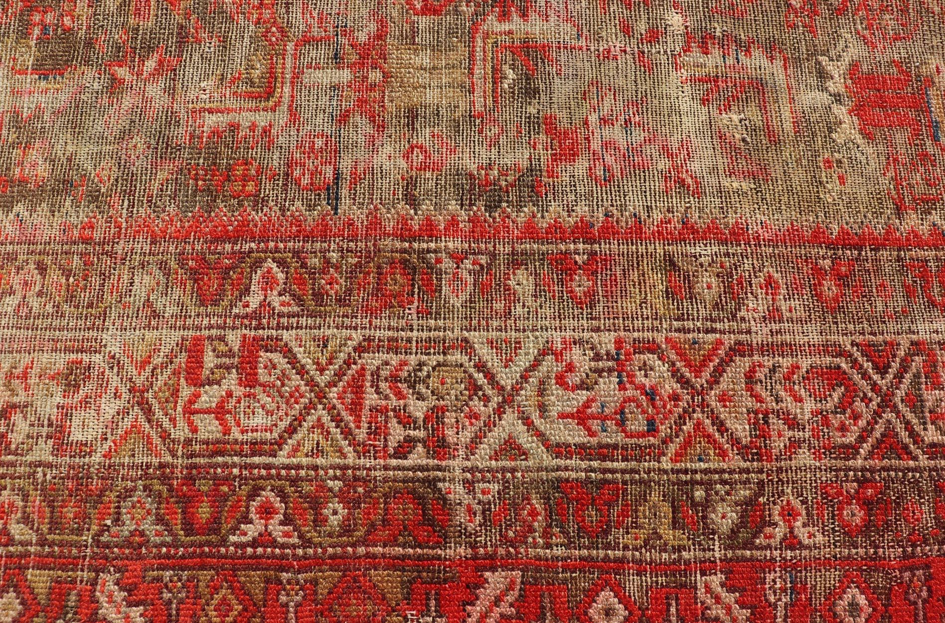 Antique Distressed Persian Malayer Rug by Keivan Woven Arts With Medallion   For Sale 1