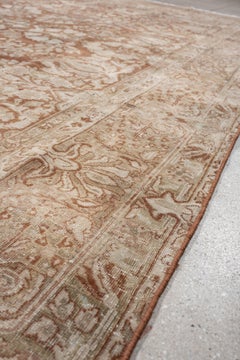 Antique Distressed Persian Sarouk Rug in Rust and Taupe, circa 1920s