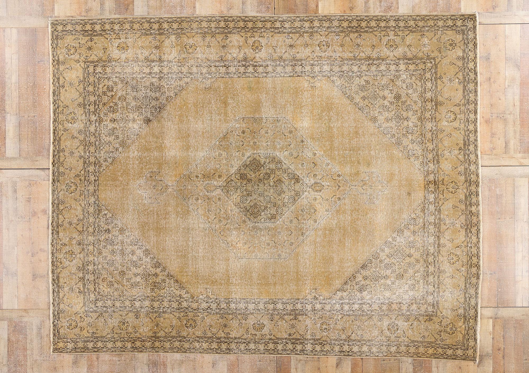 Tappeto antico Tabriz persiano con stile modern industry in vendita 3
