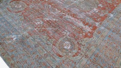 Antique Distressed Red and Blue Mahal Wool Rug 8'9''x12'6''