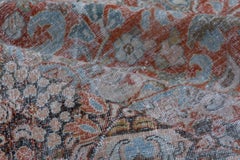 Antique Distressed Red Persian Mahal Carpet, All-Over Field, Blue Accents
