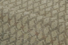 Antique Distressed Saraband Rug with Paisley Grid in Green Hues - Rug & Kilim