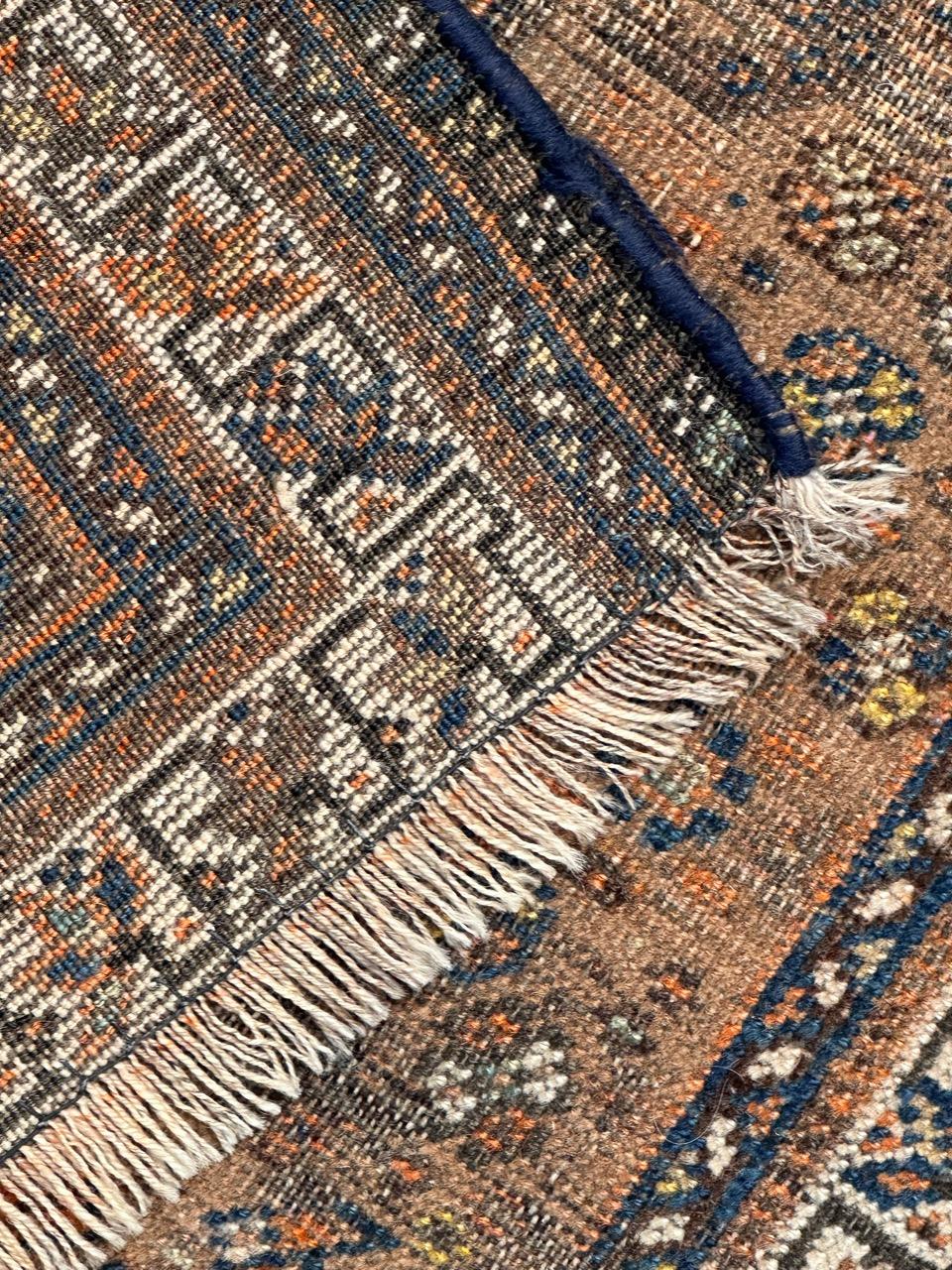 Antique distressed Shiraz rug For Sale 10