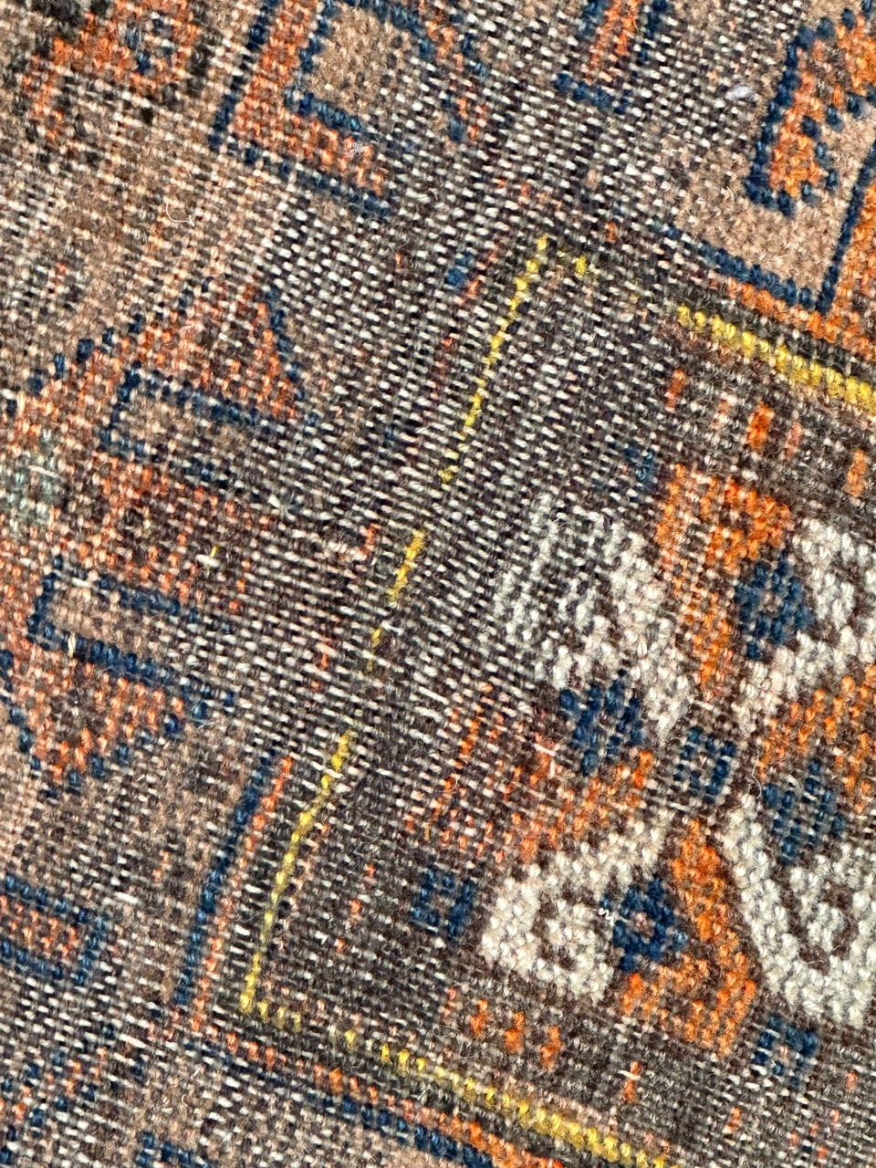 Wool Antique distressed Shiraz rug For Sale