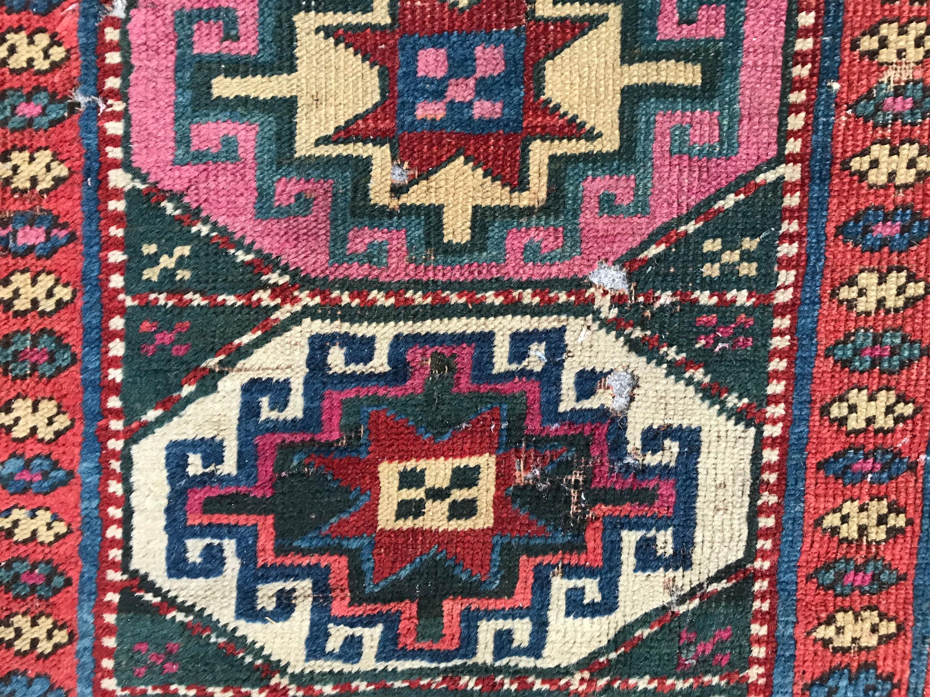 Kazak Antique Distressed Shirwan Caucasian Runner For Sale