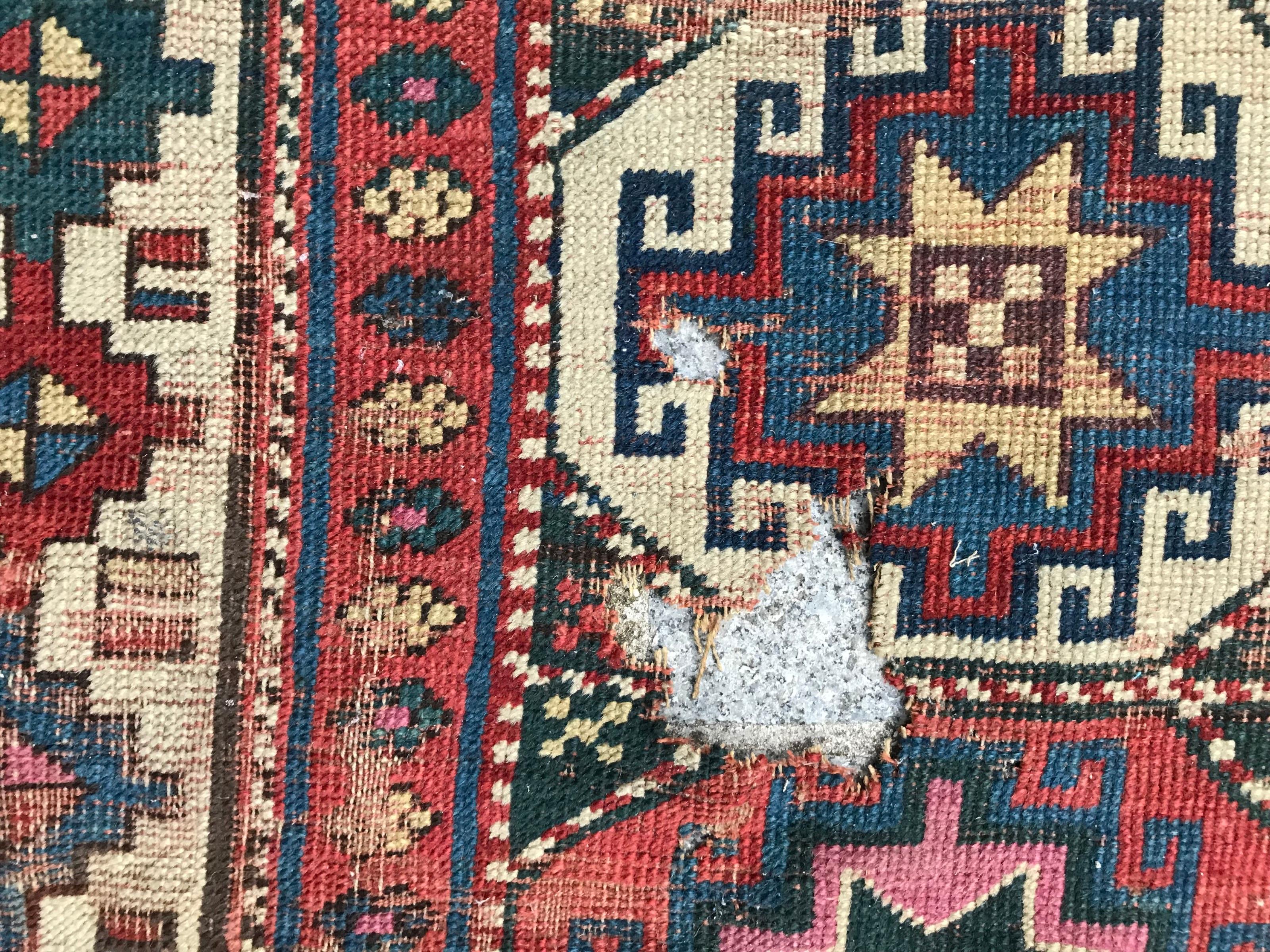 Hand-Knotted Antique Distressed Shirwan Caucasian Runner For Sale