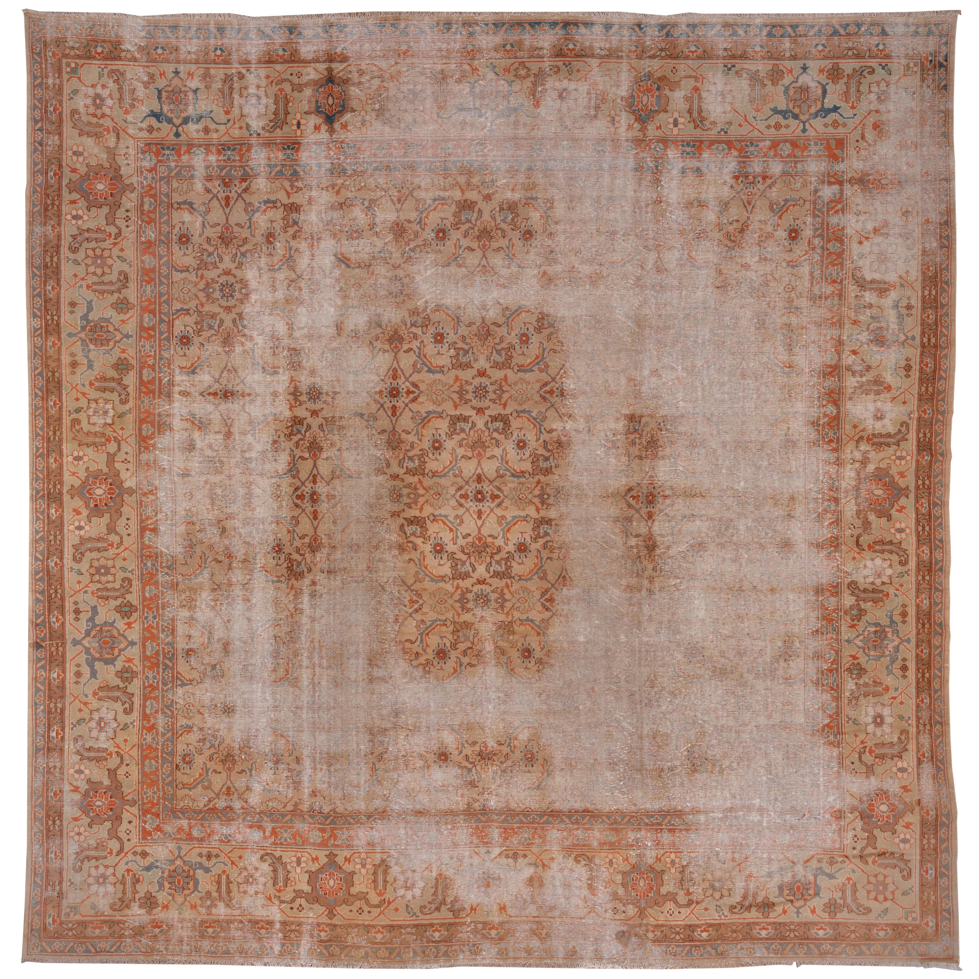 Tapis carré Amritsar d'antiquités vieilli en mauvais état
