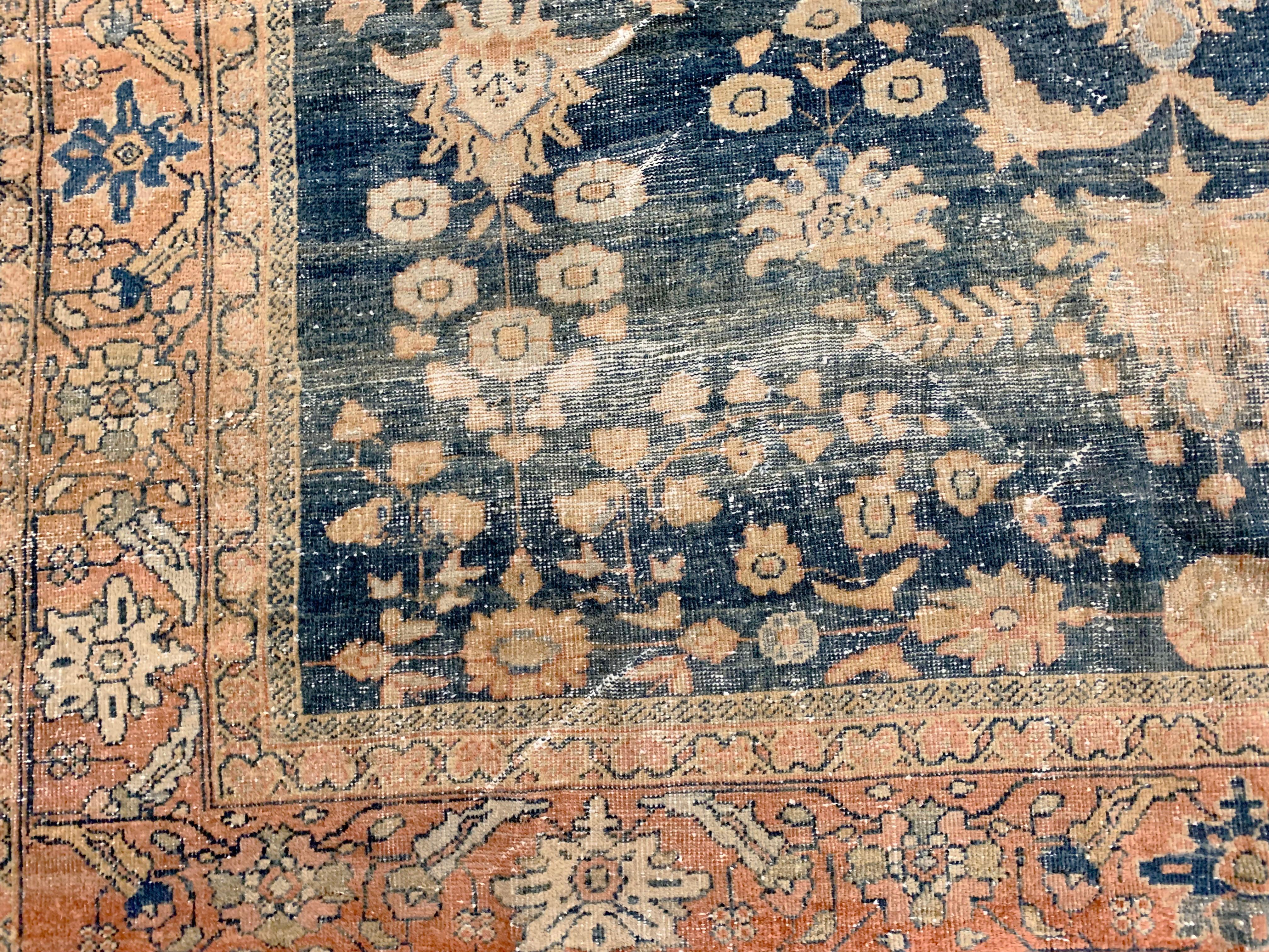 Antique Distressed Sultanabad Rug  8'3 x 11'4 In Good Condition In New York, NY