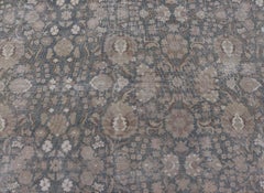 Tapis Tabriz antique vieilli en sarcelle, marron clair, taupe  9'8 x 12'