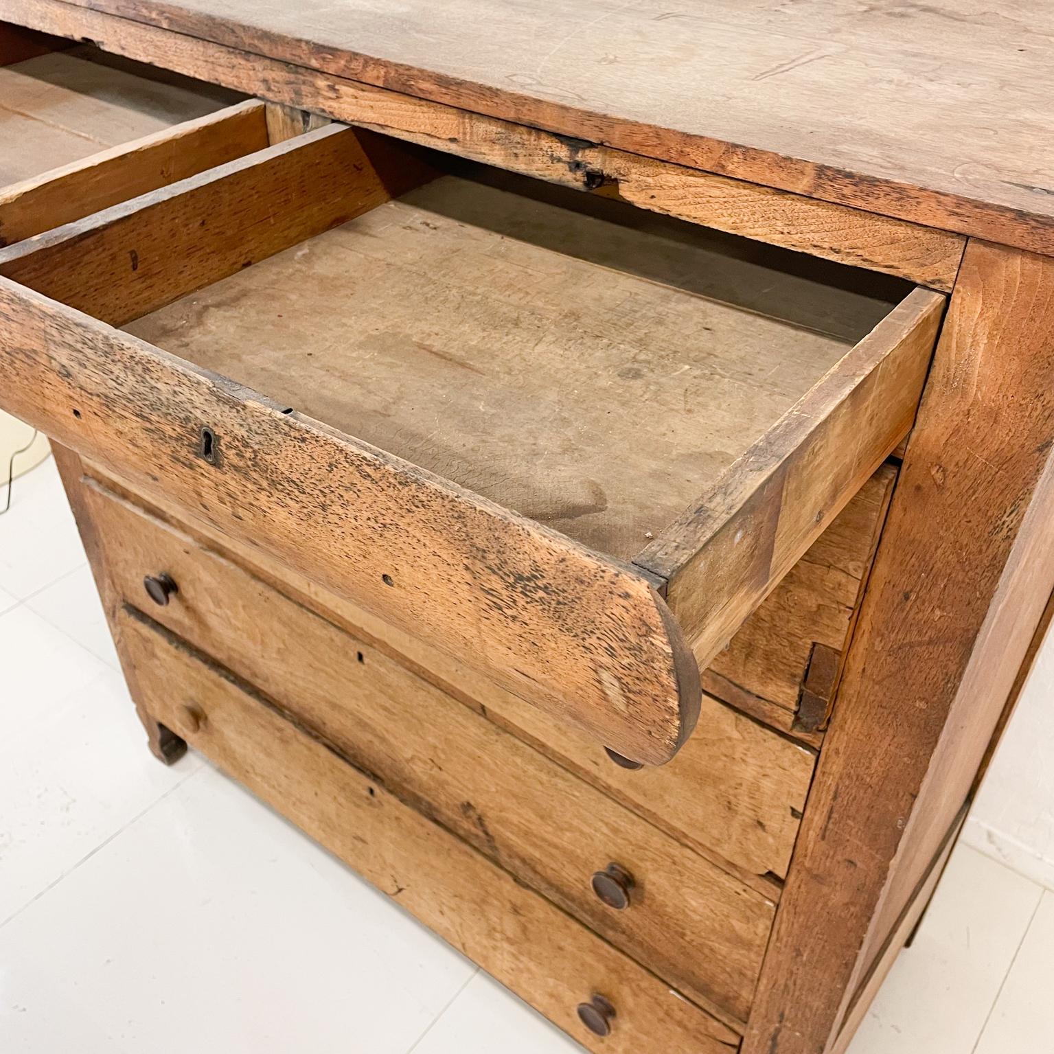 Antique Distress Tall Wood Dresser Skeleton Key Dovetail Design 4 Drawers 1800s 7