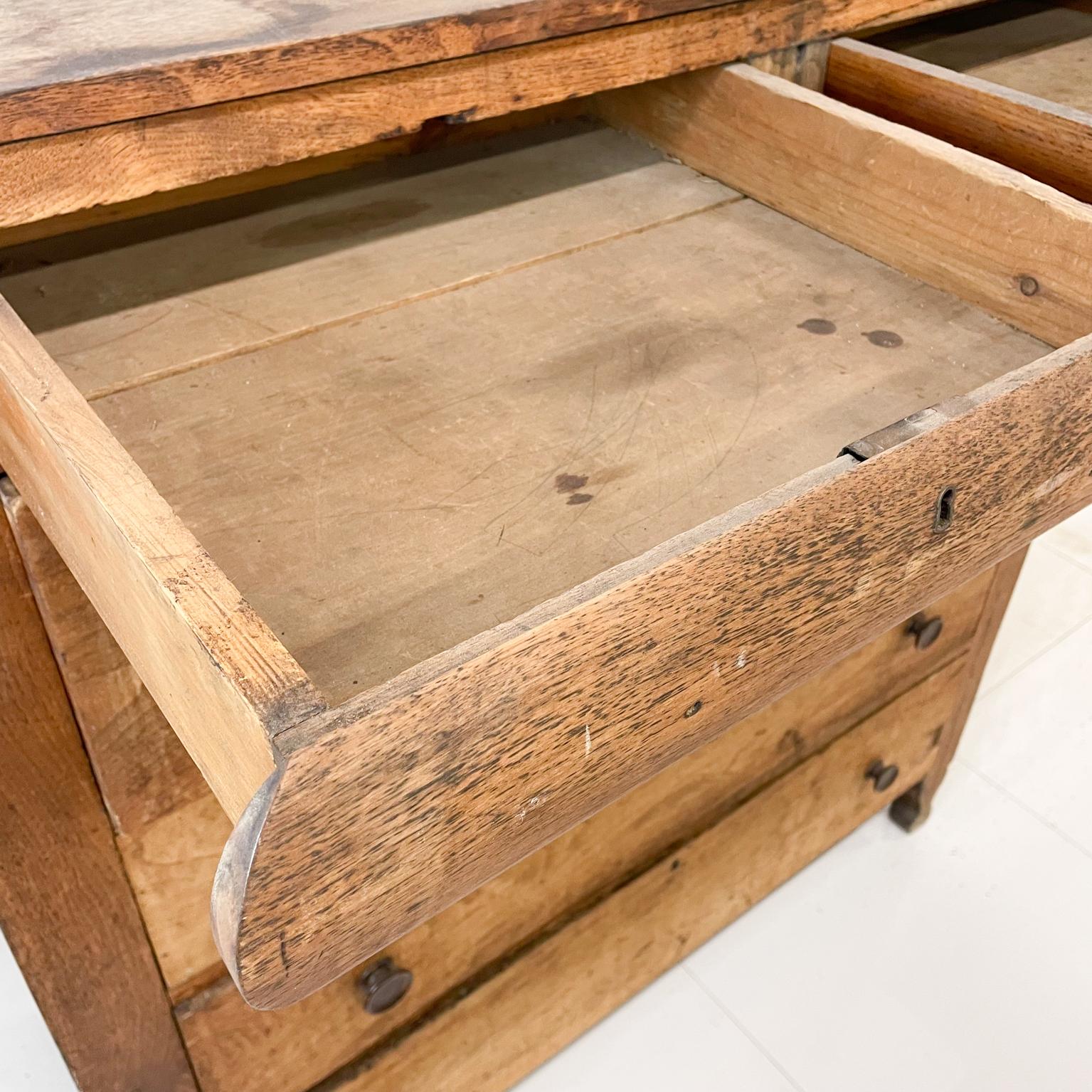 Antique Distress Tall Wood Dresser Skeleton Key Dovetail Design 4 Drawers 1800s 8