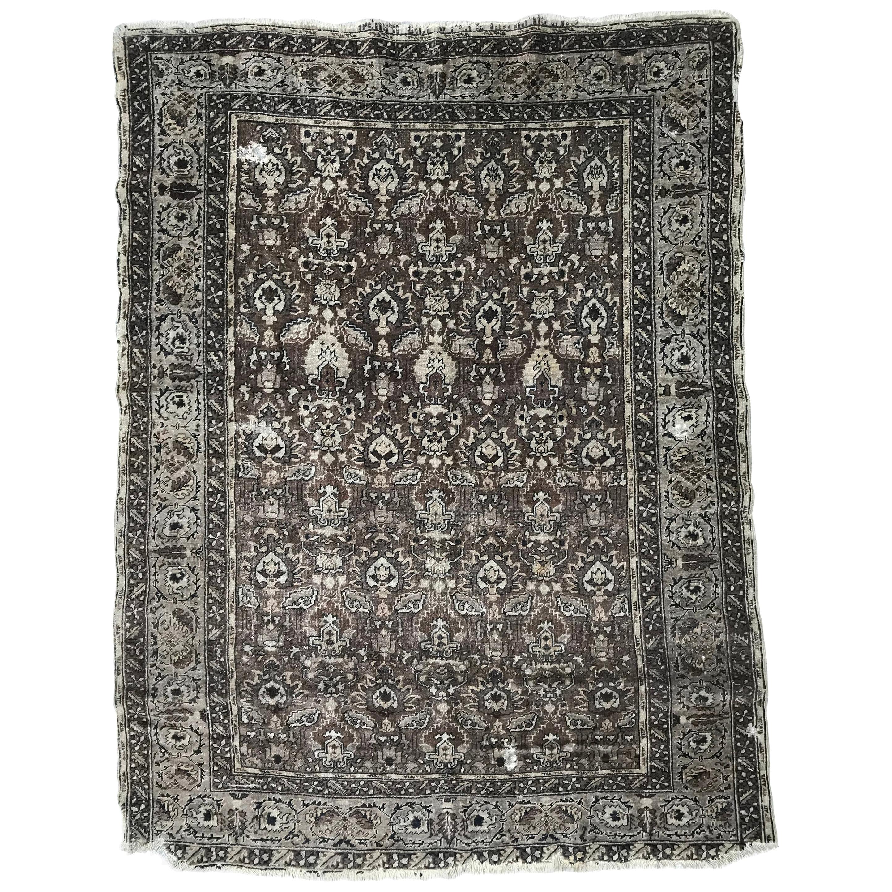 Antique Distressed Turkish Armenian Rug