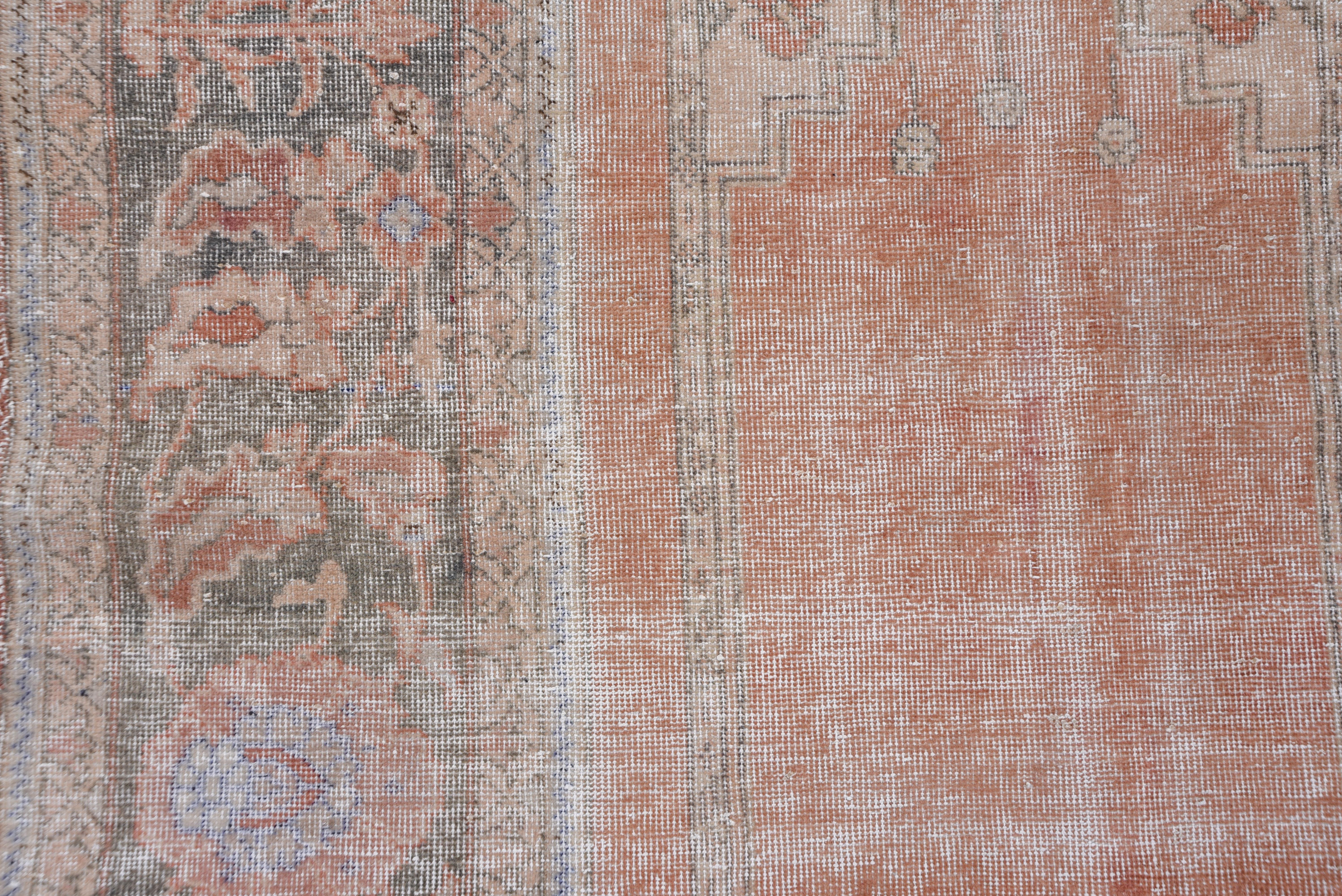 Antique Distressed Turkish Orange Oushak Carpet In Good Condition In New York, NY