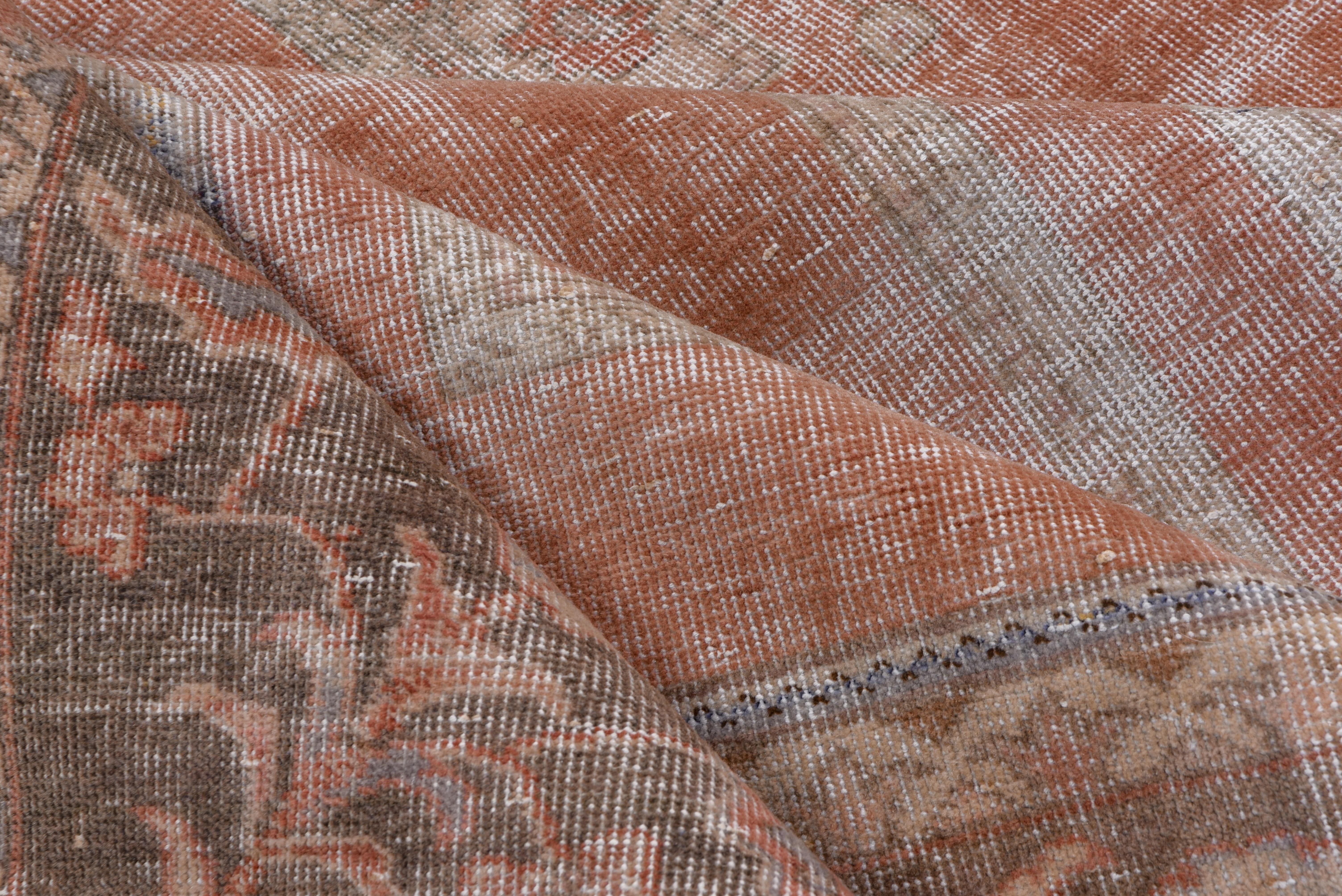 Wool Antique Distressed Turkish Orange Oushak Carpet