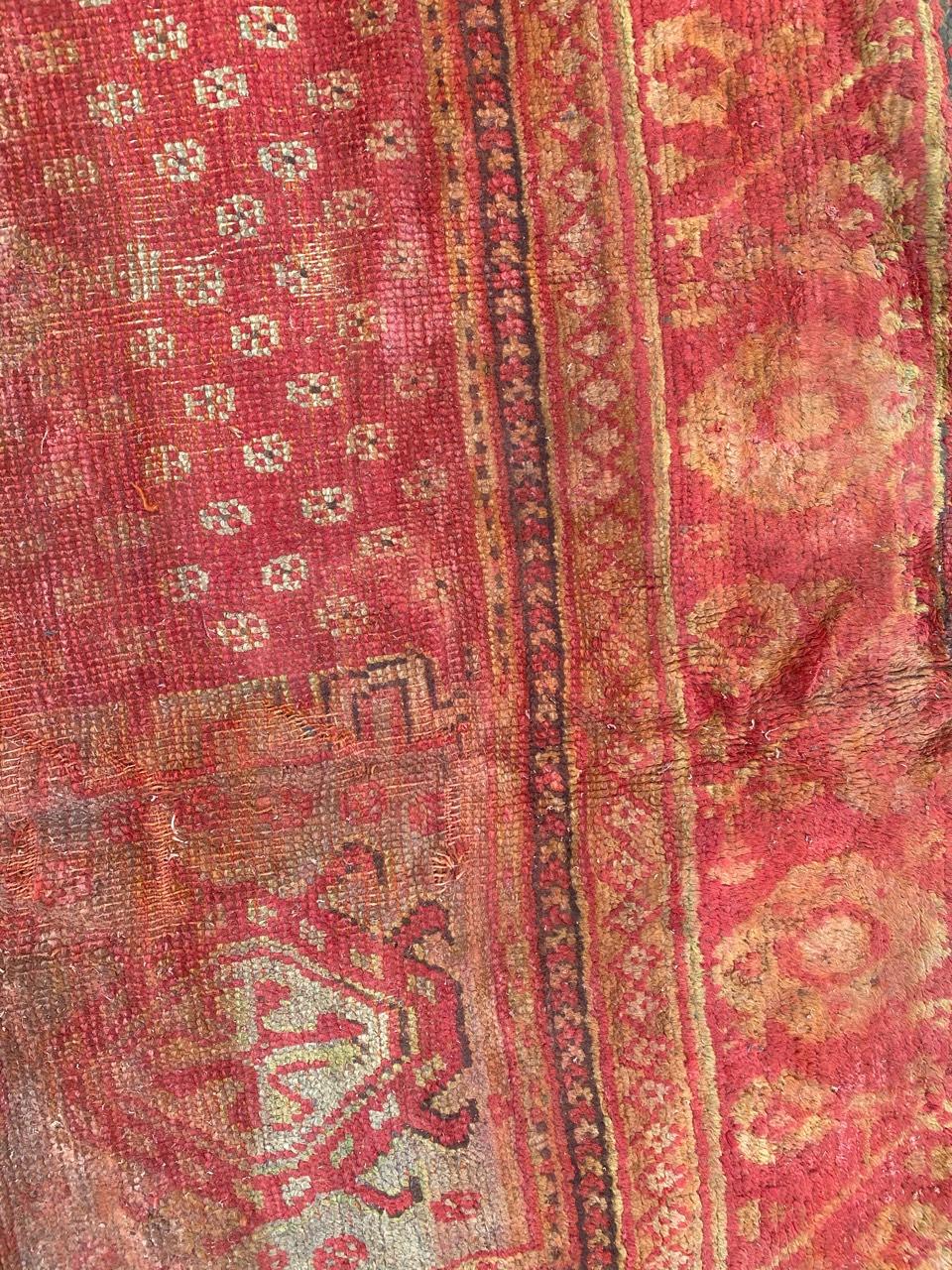 Antique Distressed Turkish Oushak Rug For Sale 2