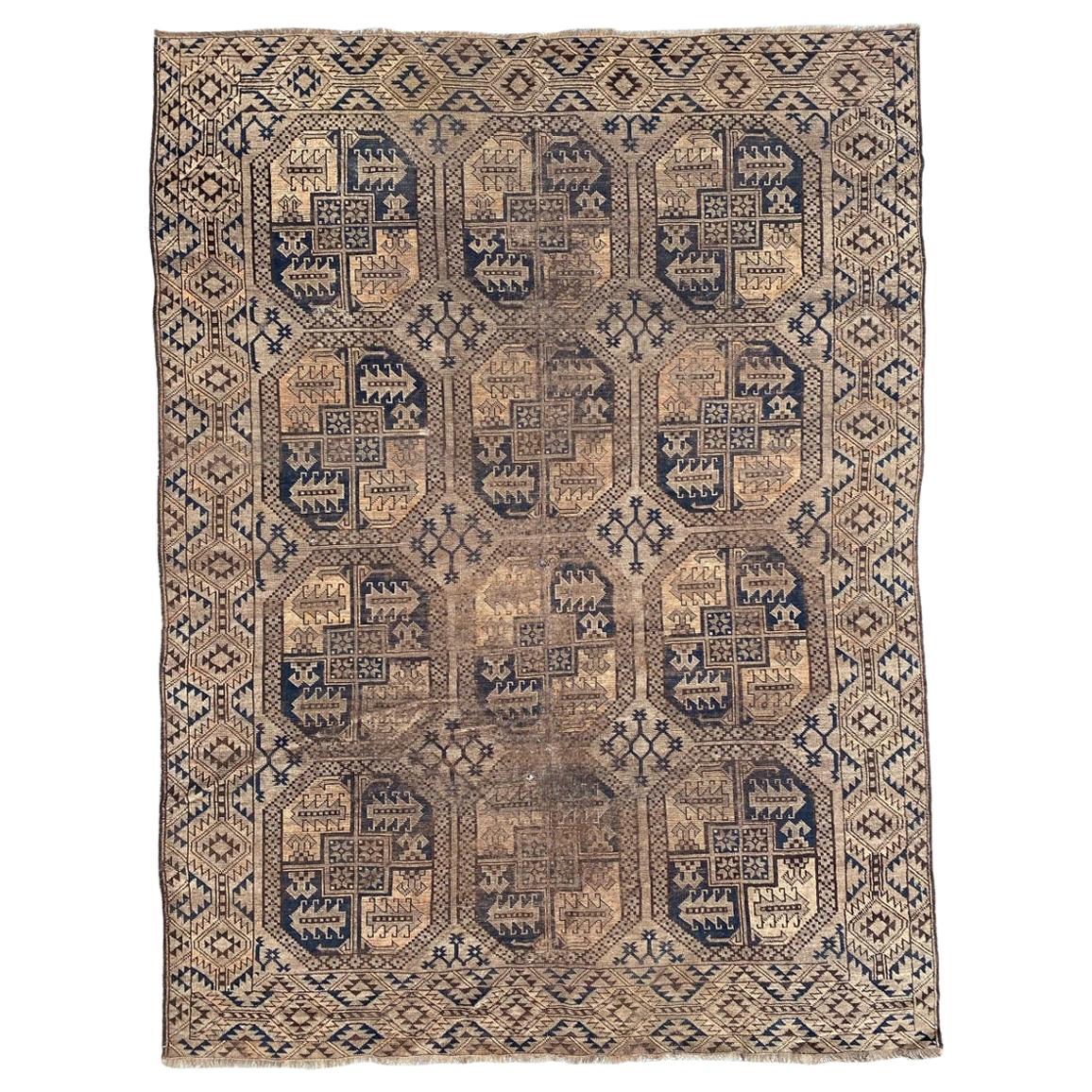 Antiker afghanischer antiker türkischer Teppich im Used-Look