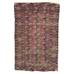 Antique Distressed Turkmen Bokhara Rug