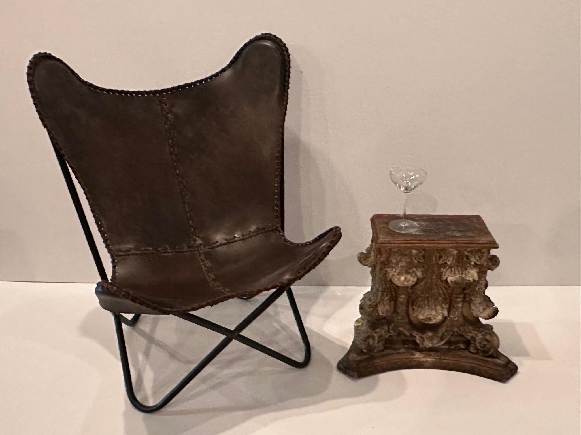 Neoclassical Antique Distressed Wood Corinthian Column Fragment End Table