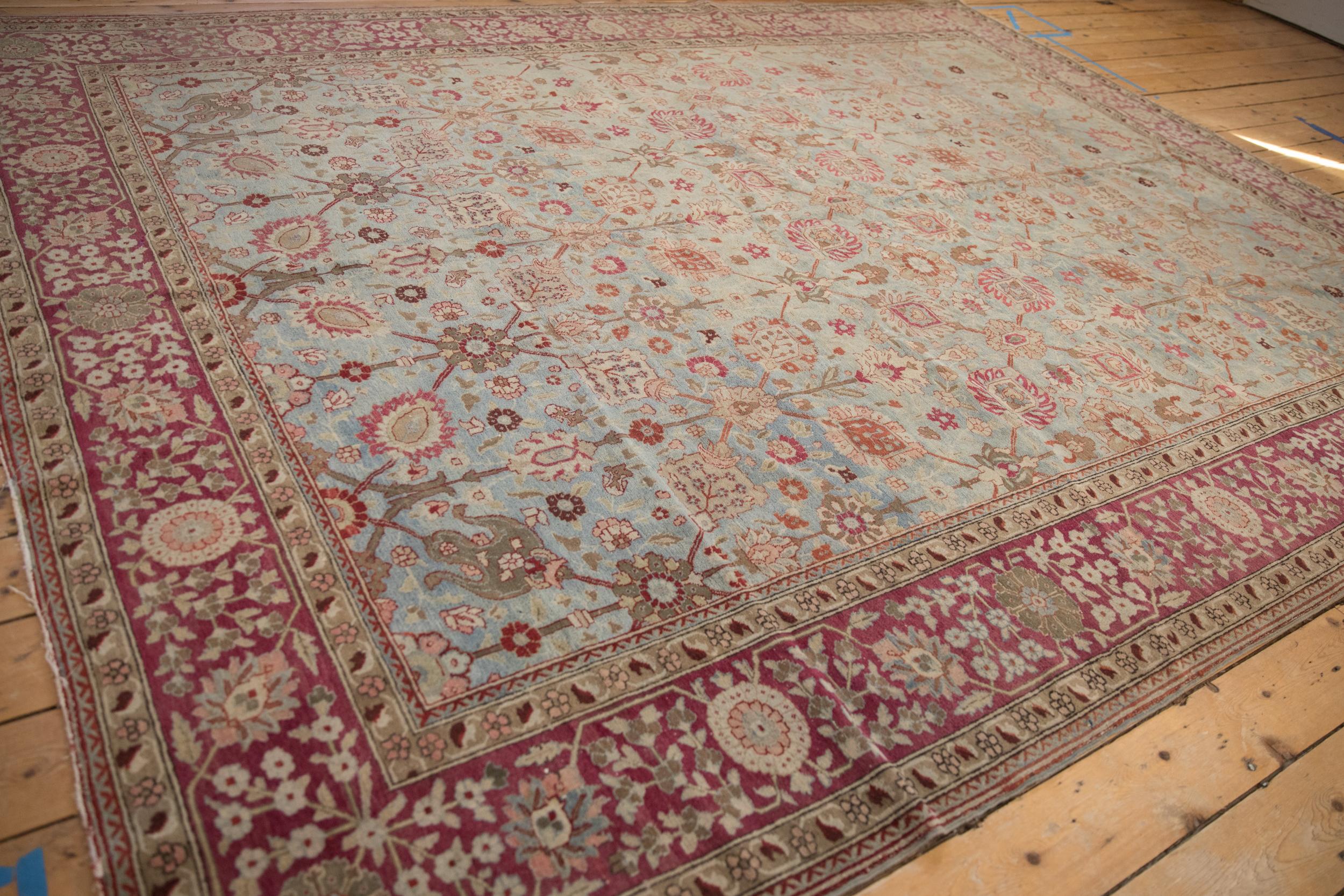 Antique Distressed Yezd Carpet For Sale 2