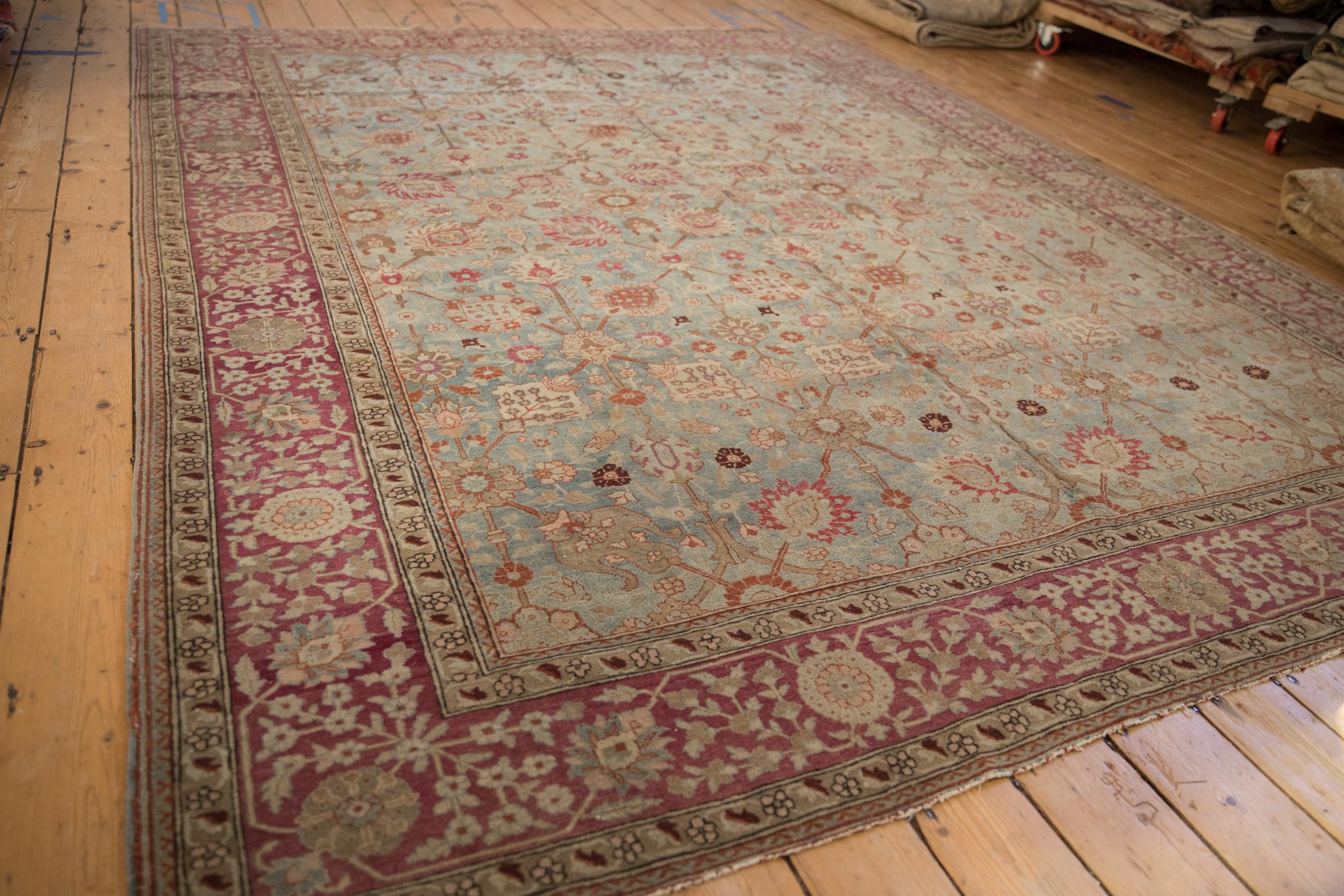 Asian Antique Distressed Yezd Carpet For Sale